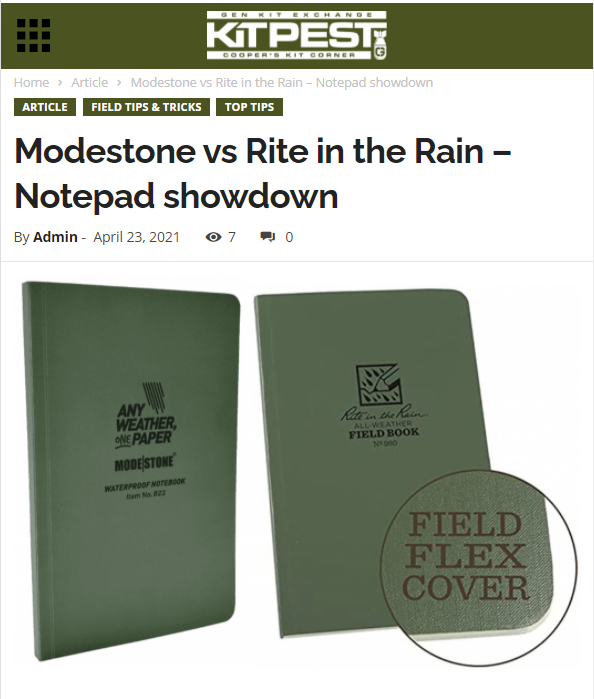 Länktips: "Modestone vs Rite in the Rain - Notepad showdown"